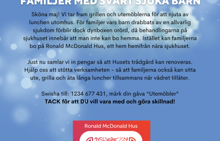 I flera år har Stockholm-Sydväst Rotaryklubb sponsrat Ronald McDonalds hus i Huddinge. Bilden är från vår insamling 2025